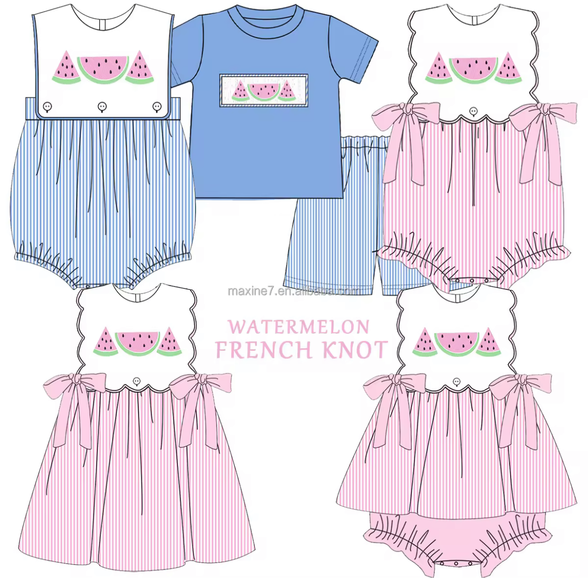 PO1 - Boys Summer Watermelon French Knot Bubble